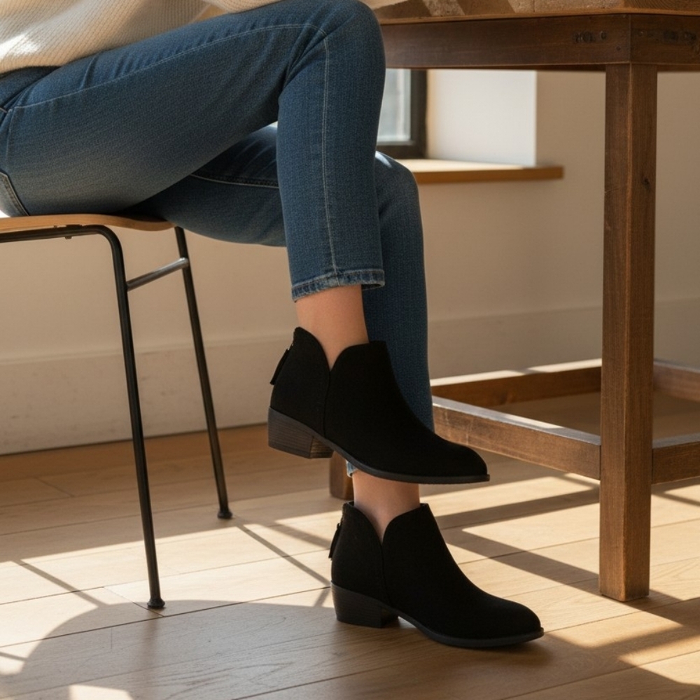 Journee Livvy Women's Back Heel Zip Stacked Heel Booties